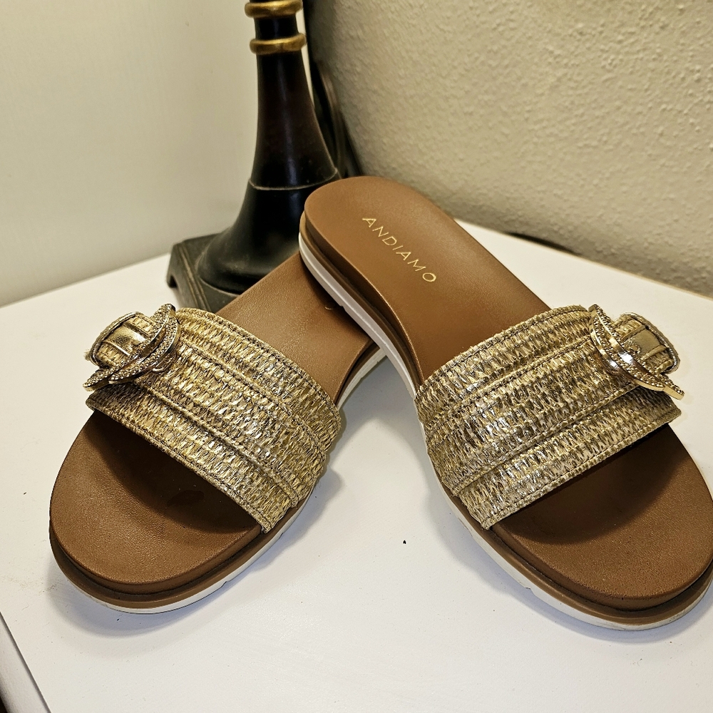 Andiamo Gold Sandals. Very Cute! Worn Once